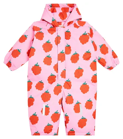 Tinycottons Kids' Raspberries Padded Snowsuit In Pink