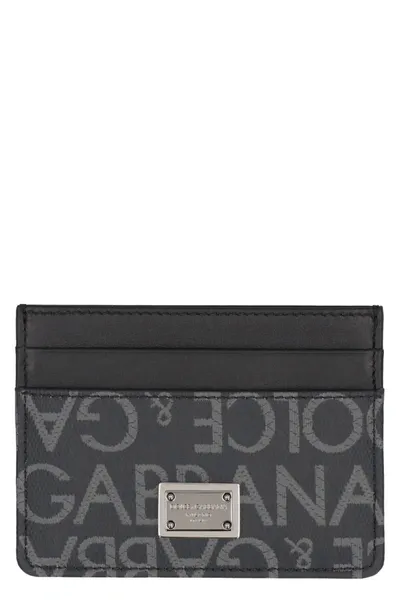 Dolce & Gabbana Logo Detail Leather Card Holder In Black