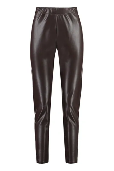 Michael Michael Kors Faux-leather Ankle-zip Leggings In Brown