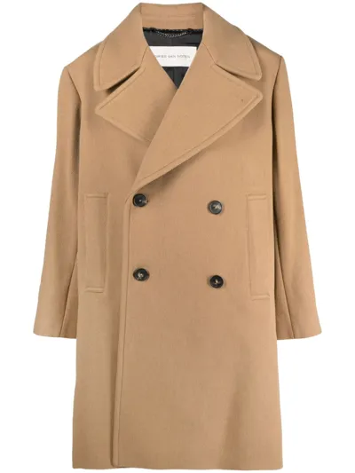 Dries Van Noten Double Breasted Coat In Beige