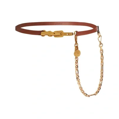 Etro Pegaso-medallion Chain Leather Belt In Brown