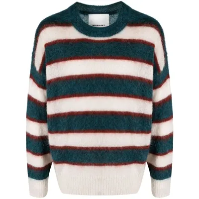 Isabel Marant Stripe Detailed Crewneck Jumper In Neutrals/green