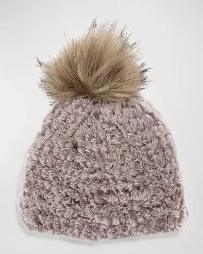 Fabulous Furs Knitted Faux Fur Beanie In Natural