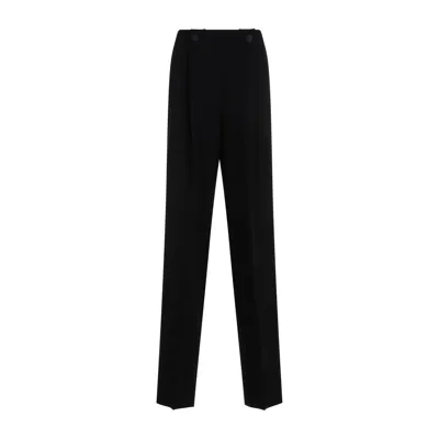 Max Mara Button Detailed Straight Leg Pants In Black