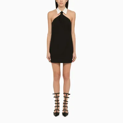 Valentino Wool-silk Mini Dress In Black White