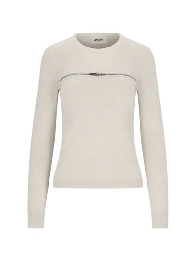 Isabel Marant Zip Detail Sweater In Beige