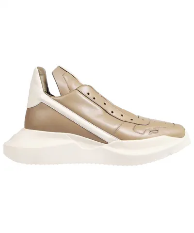 Rick Owens Leather Sneakers In White