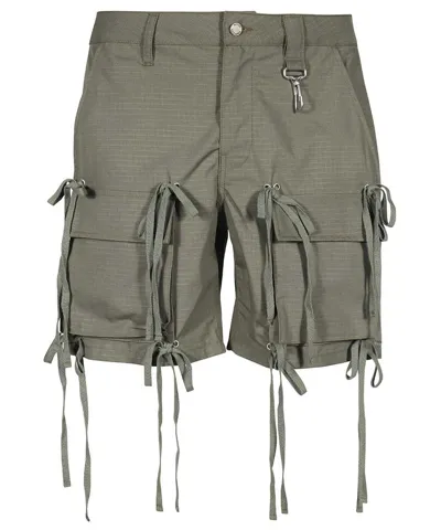 Reese Cooper Cotton Cargo Bermuda Shorts In Green