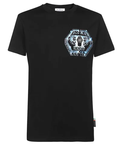 Philipp Plein Printed Cotton T-shirt In Black