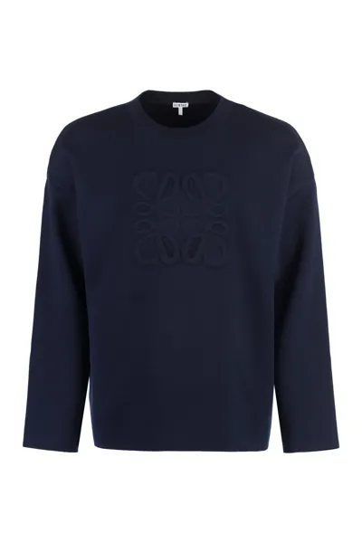 Loewe Anagram-embossed Wool Jumper In Blue