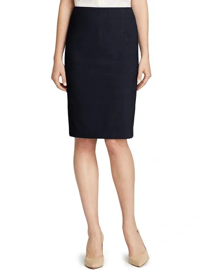 Theory Stretch Wool Short Pencil Skirt In Blue