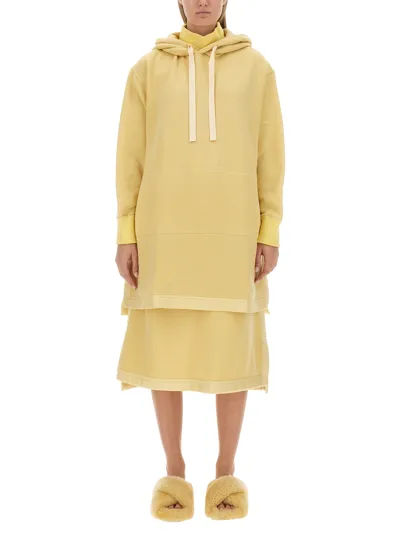 Jil Sander Hoodie In Yellow