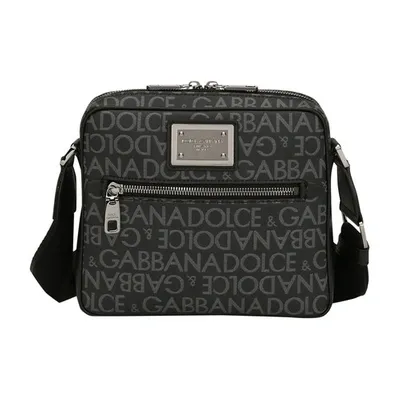 Dolce & Gabbana Coated Jacquard Crossbody Bag In Grey