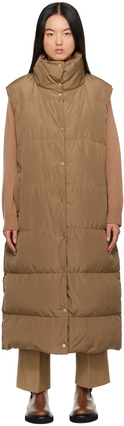 Max Mara Brown Taffgi Down Vest In 038 Camel