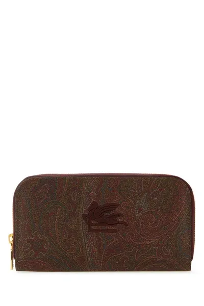 Etro Pegaso Paisley Wallet In Red