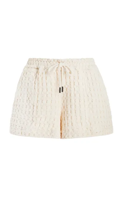 Oas Drizzle Waffle-knit Cotton Shorts In Ivory