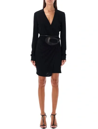 Tom Ford Jersey Wrap Mini Dress In Black