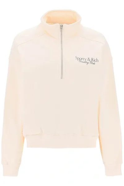 Sporty And Rich Sporty Rich Sr Country Club Quarter Zip Sweatshirt In Cream