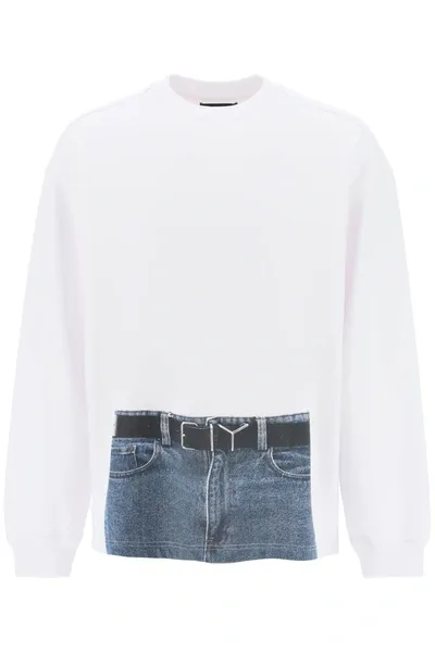 Y/project White Jean Paul Gaultier Edition Trompe L'oeil Y Belt Sweatshirt