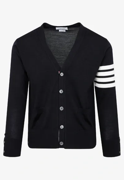 Thom Browne 4-bar Stripe Wool Cardigan In Navy