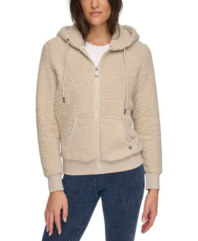 Marc New York Andrew Marc Sport Women's Faux Fur Zip Up Hoodie Jacket In Twine