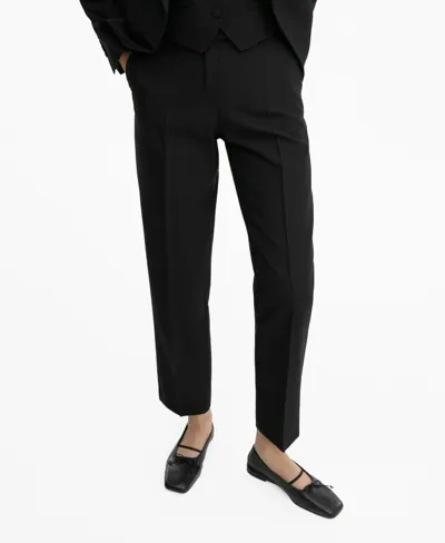 Mango - Pantalon Droit Costume Noir - 46 - Femme In Black