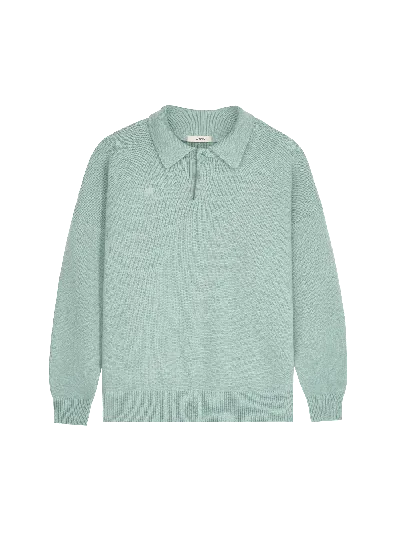 Pangaia Recycled Cashmere Polo Sweater In Eucalyptus Blue