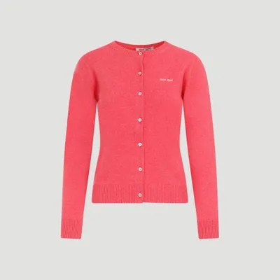 Miu Miu Logo Detailed Buttoned Cardigan In Pink