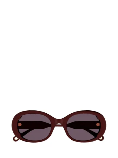 Chloé Eyewear Round Framed Sunglasses In Red