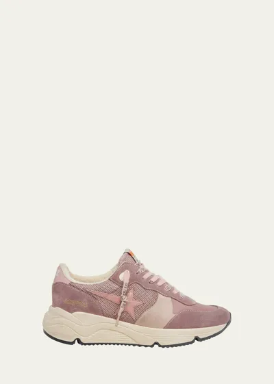 Golden Goose Running Sole Mixed Leather Sneakers In Ash Rose,mauve,antique Pink