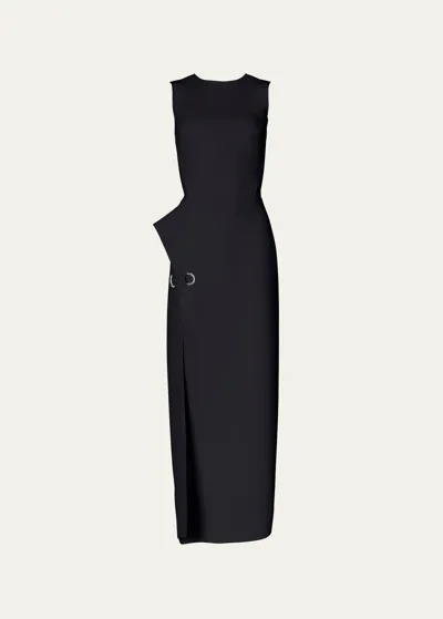 Maticevski Mannerism Structured Thigh-slit Sleeveless Ankle Dress In Black