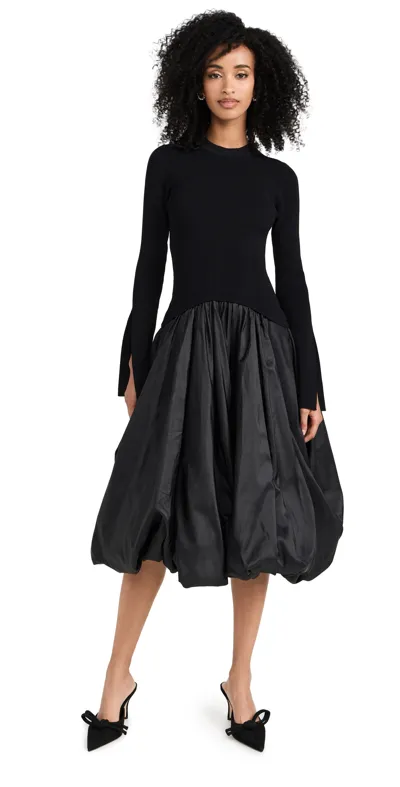 Simkhai Kenlie Mock Neck Midi Dress In Black