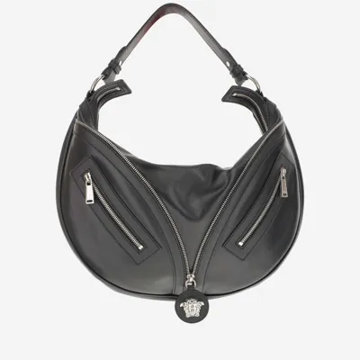 Versace Repeat Hobo Bag In Black