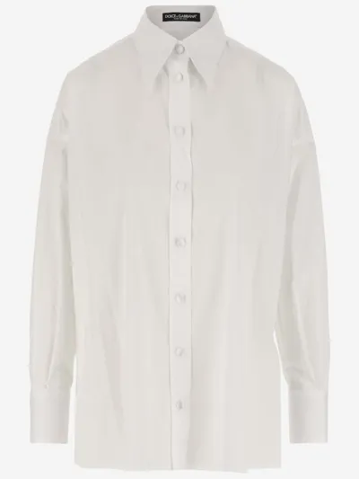 Dolce & Gabbana Stretch Cotton Poplin Shirt In White