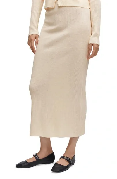 Mango Rib Maxi Sweater Skirt In Ecru