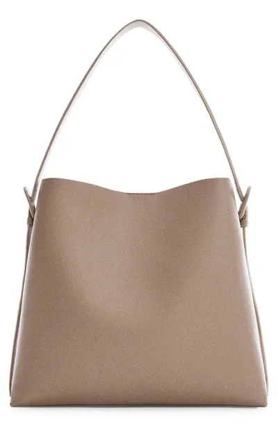 Mango Faux Leather Shopper Bag With Buckle Detail In Light,pastel Brown