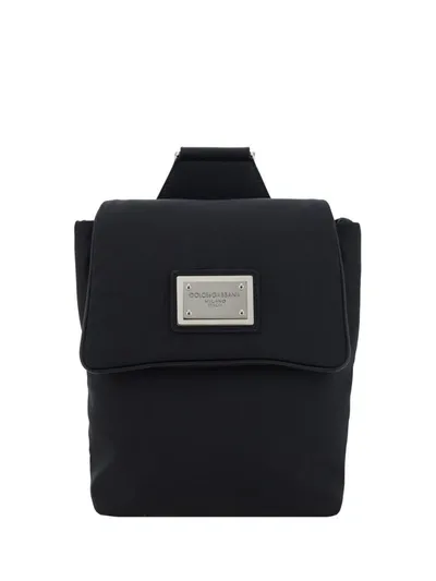 Dolce & Gabbana Logo Tag Mini Backpack In Nero/nero