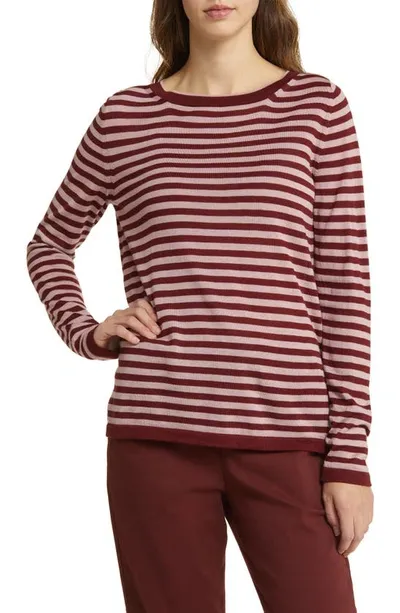 Max Mara Striped Scoop-neck Wool Shirt In Brick Red