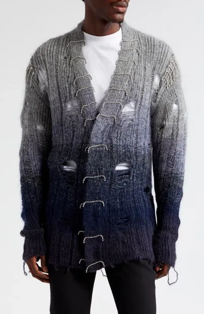 Off-white Punk Pearl Degrade Knit Cardigan In Gray