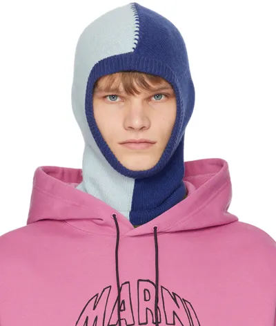 Marni Men's Colorblocked Cashmere Balaclava In Illusion Blue