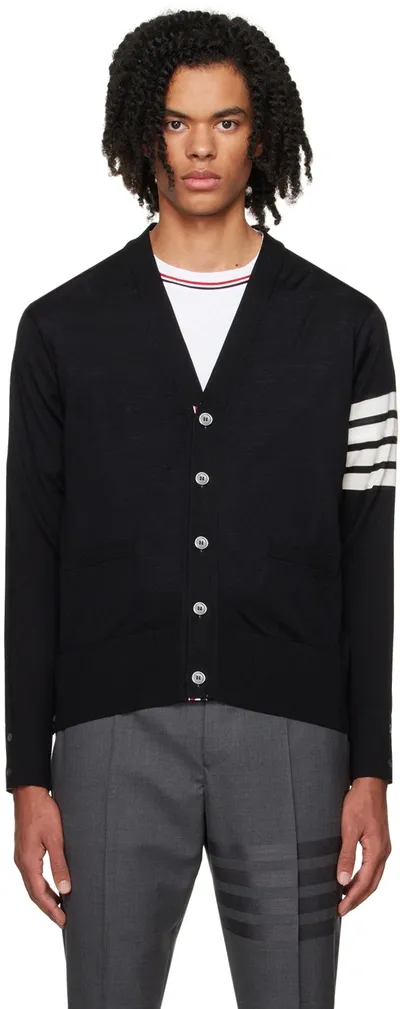 Thom Browne Black 4-bar Cardigan In 001 Black