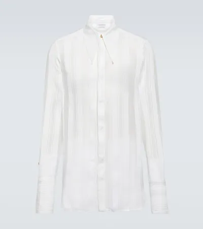 King & Tuckfield Striped Cotton And Silk Shirt In White