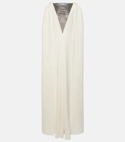 Safiyaa Abrielle Embellished Caped Gown In White