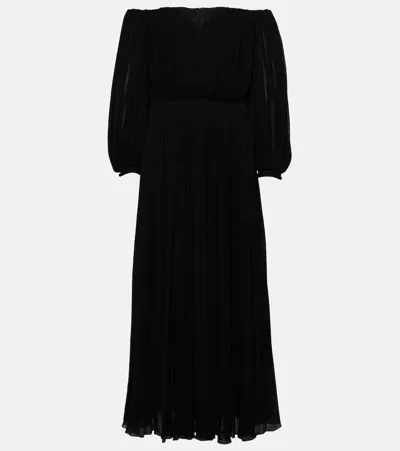 Chloé Off-shoulder Virgin Wool Midi Dress In Black