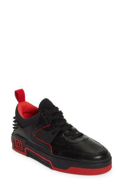 Christian Louboutin Astroloubi Leather And Suede Sneakers In Black Loubi