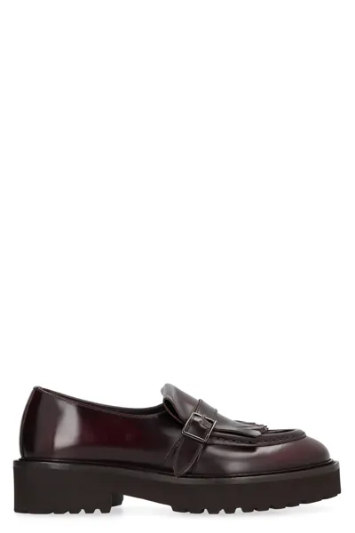 Doucal's Leather Loafers In Burgundy