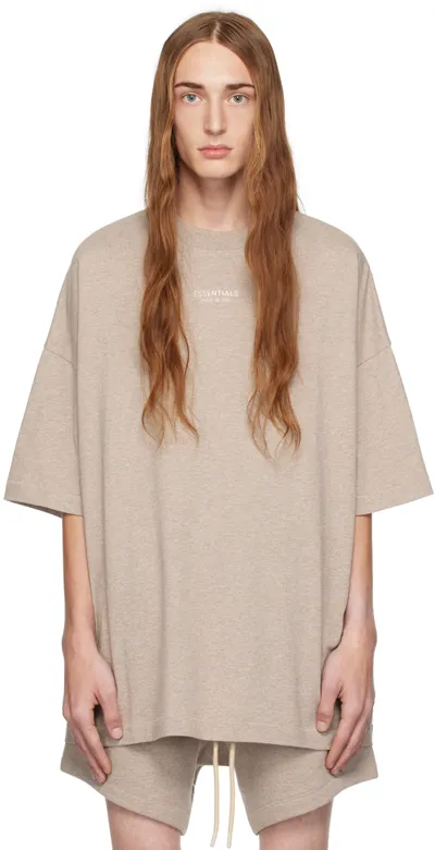 Essentials Beige Crewneck T-shirt In Core Heather