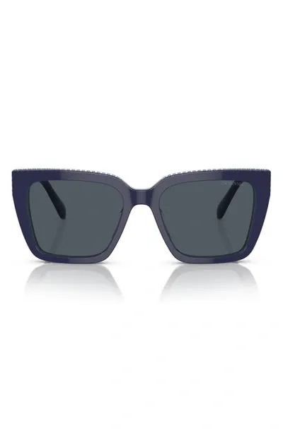 Swarovski Sk6013 Branded Square-frame Acetate Sunglasses In Blue