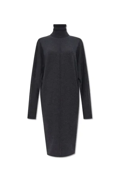 Saint Laurent Wool Sweater Midi Dress In Grey