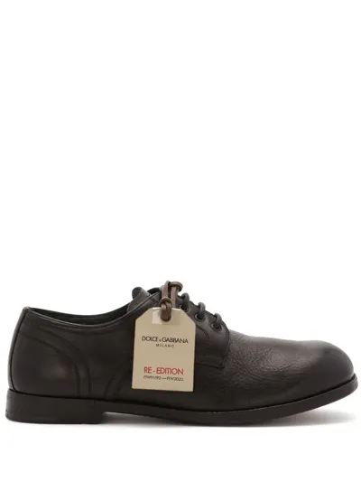 Dolce & Gabbana Leather Derby Shoes In Black